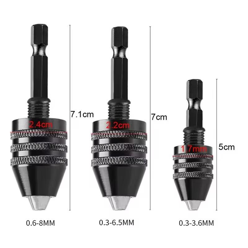 Keyless Drill Chuck 0.3-8mm Self-Tighten Electric Drill Bits Collet Fixture Tools 1/4" Hex Shank Quick Change Converter