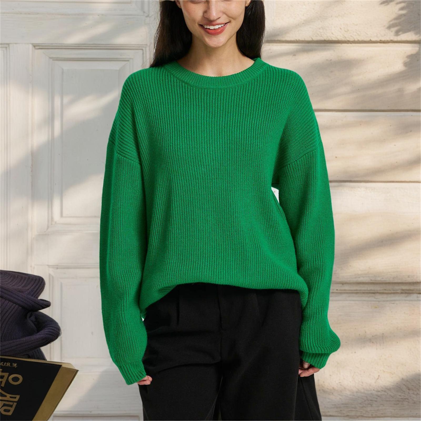 

Женский круглый вырез с длинным рукавом, свободный свитер в стиле ленивой моды M