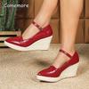 Pointed Toe Chunky Heel Platform Sandals Women's Buckle Strap Wedges Thick-sole Casual Pumps Shoes Size 35-42 Zapatos De Mujer