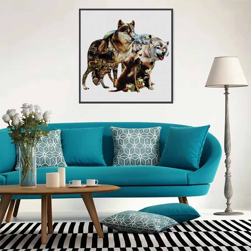 New Arrival 5D DIY Full Circle Diamond Painting "Wolf" Embroidery Cross Stitch Home Decor Gift