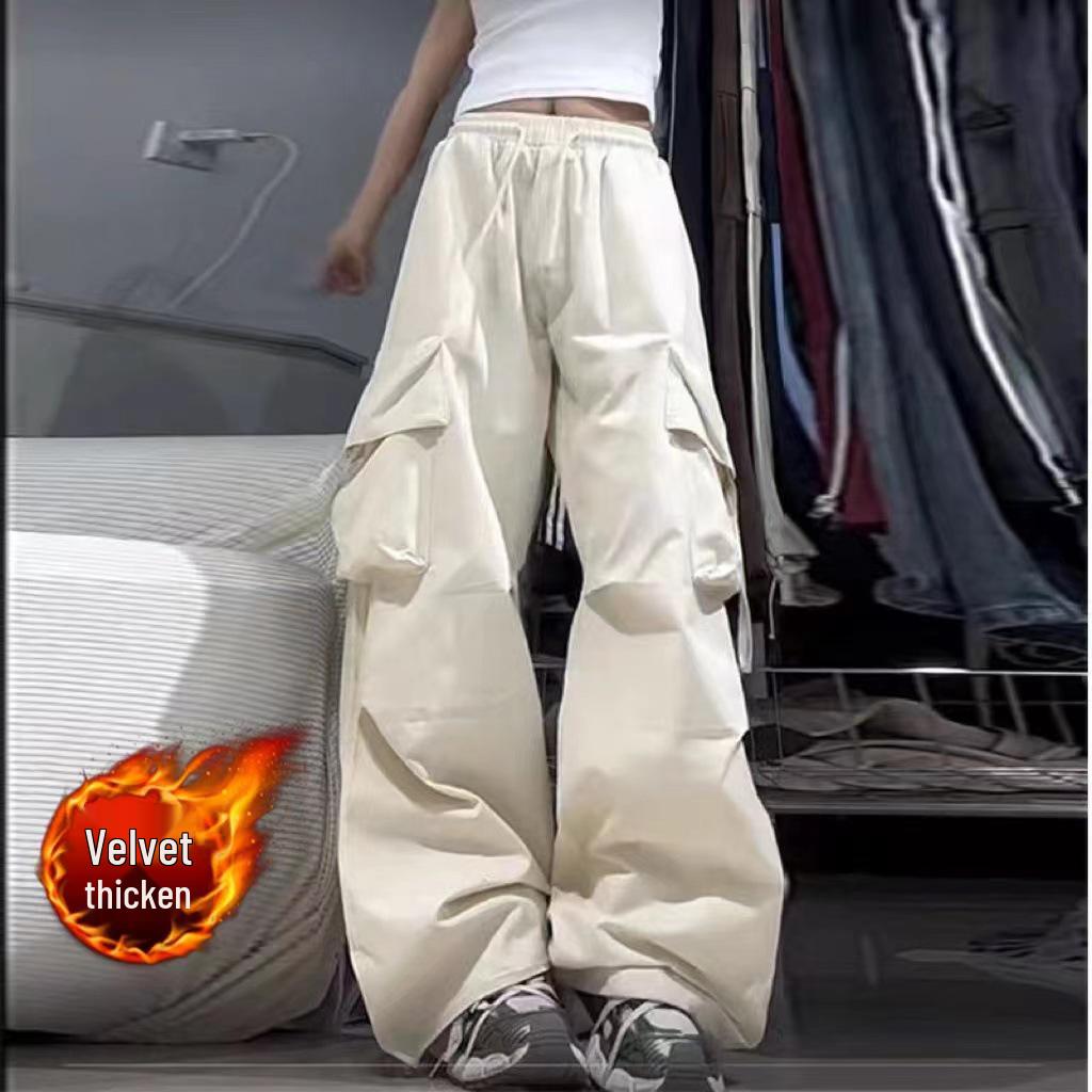Unisex High-Waist Retro Work Pants, Wide-Leg, Loose-Fit for Spring, Summer, or Autumn