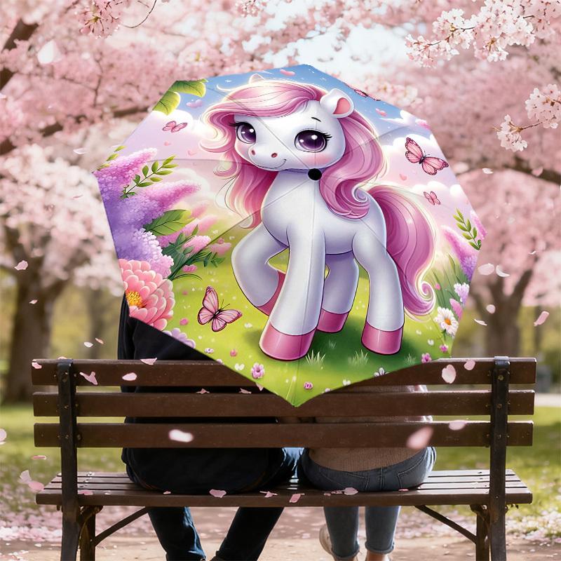 1PC Unicorn Fantasy Umbrella-8-Rib Reinforced Portable Folding Travel Suitable for All Seasons Outdoor Daily Use-J320