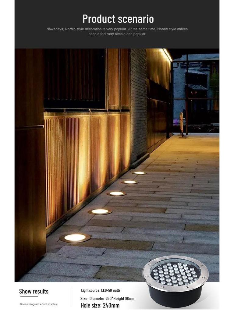 Low Voltage 12V-24V Outdoor LED In-Ground Light: Waterproof, Stainless Steel for Parks and Courtyards