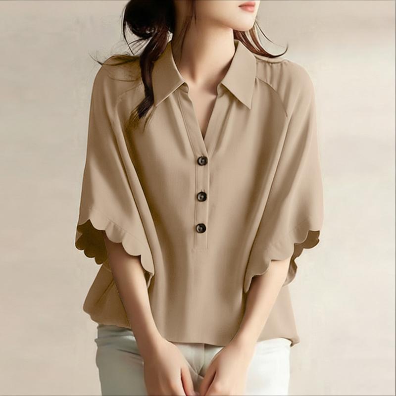 ZANZEA Women Classic Collar Loose Casual Half Sleeve Blouse