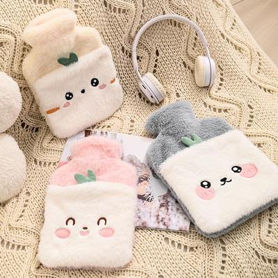 Plush-Cover PVC Cartoon Hot Water Bag: Removable & Washable Hand Warmer for Girls