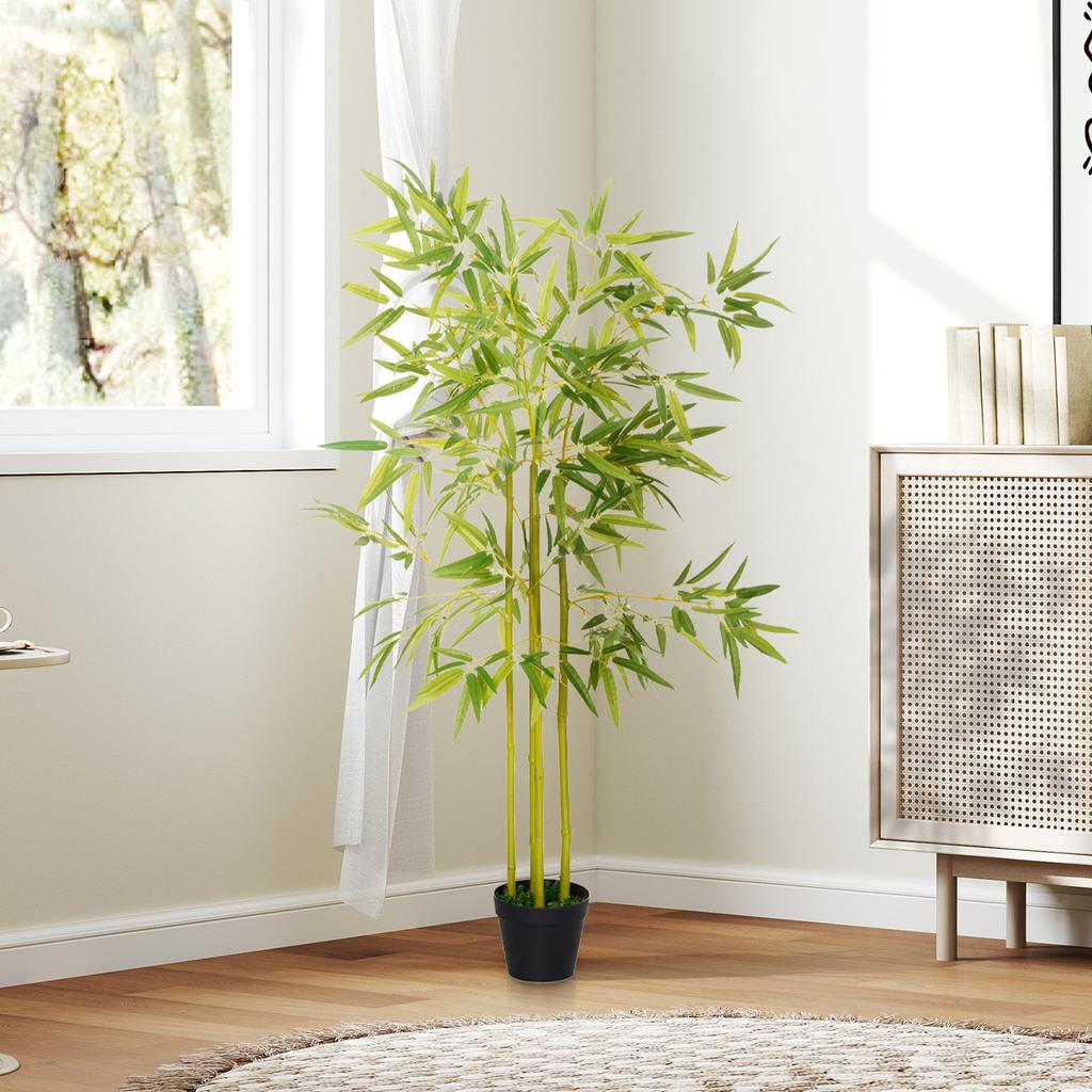 Artificial Bamboo In Pot, Fake Plant Decoration for Indoor and Outdoor, Height 120cm, Green