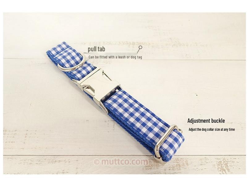Blue Plaid Dog Collar - Unique Personality Pet Accessory