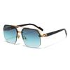 Trendy European and American Style Unisex Large Frame Double Bridge Half Frame Sunglasses