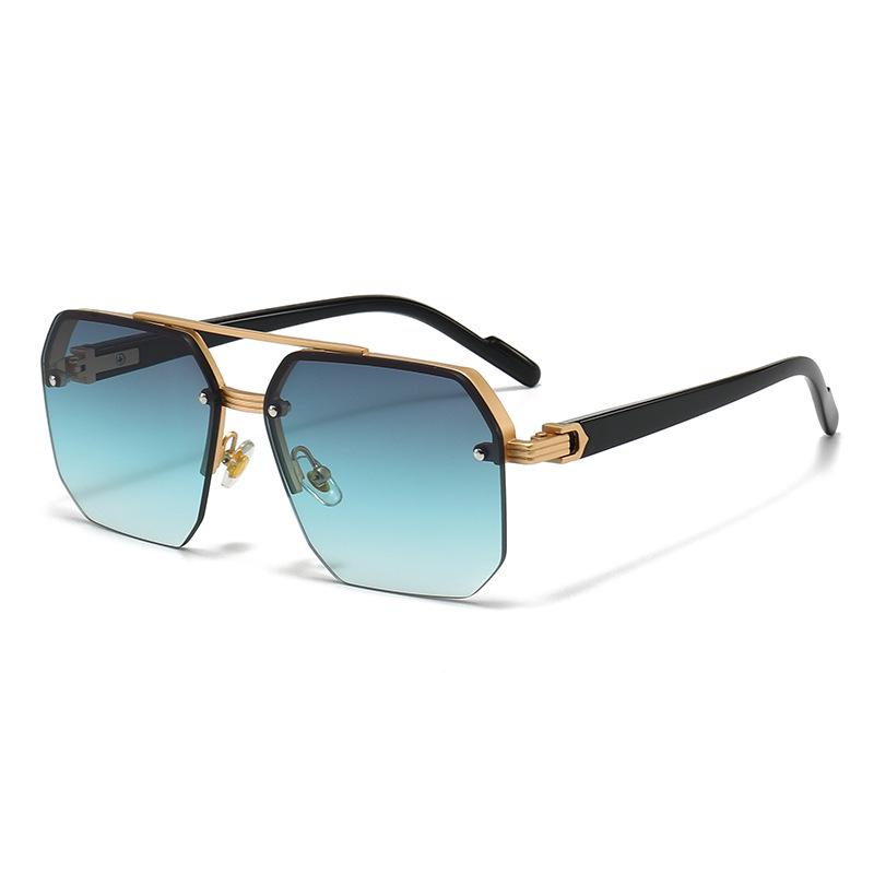 Trendy European and American Style Unisex Large Frame Double Bridge Half Frame Sunglasses