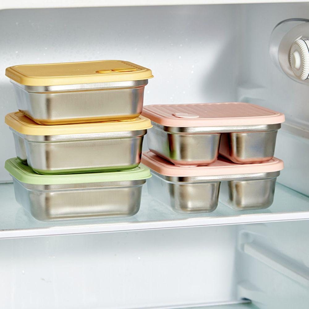 1/2 Grids Stainless Steel Lunch Box Leak Proof Salad Box Food Storage Container Refrigerator