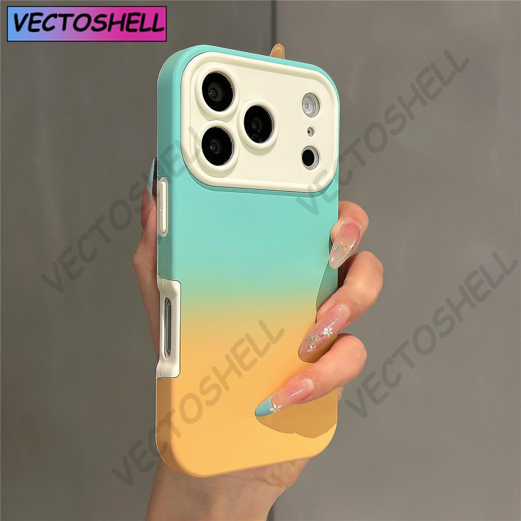 Gradient Color Matte Camera Protection Case For iPhone 17 16 15 14 13 Pro Max 2 IN 1 Large Window Anti-fall Bumper Phone Cover