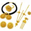 Set di Gioielli in Lega Placcata Oro Vietnamita per Spose Africane: Ornamenti Etiopi da Donna in Sei Pezzi.