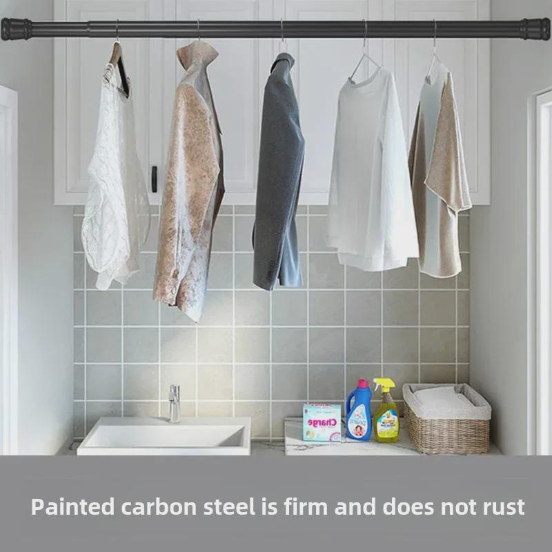 Telescopic Punch-Free Shower, Curtain, & Clothes Drying Rod for Bathroom, Balcony, Bedroom, or Wardrobe Support.