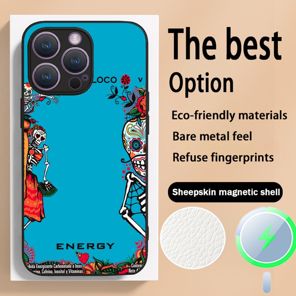 

MonsterS Juice Drink Flavor E-energyS Phone Case For iPhone 16 15 14 13 12 11 Plus Pro Max High-end Luxury Magsafe Sheepskin iPhone 15