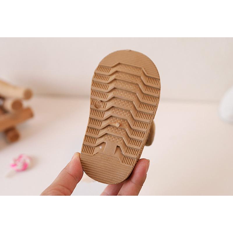 Winter Style Fleece-lined Cotton Shoes, Infant and Toddler Learning-to-walk Shoes, Small Kids' Baby Shoes, Korean-style Milk Tea Smiley Face