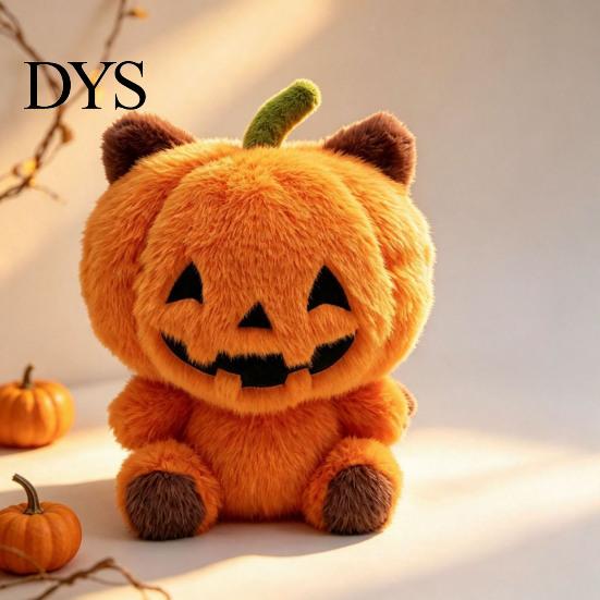 Morbido Arredo Autunnale Halloween Zucca Peluche Cuscino con Orecchie e Artigli di Gatto, Coperta Accogliente per Divano Arancione Peluche Animale Cuscino per Divano,