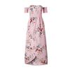 Women Off Shoulder Long Maxi Beach Dress Floral Print Chiffon Summer
