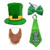 St. Patrick's Day Leprechaun Top Hat with Fake Beard Set Unique Design Classic Color Funny Cosplay Outfit Party Supplies