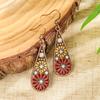 Fashion Ethnic Boho Enamel Flower Long Drop Dangle Earrings For Women Rhinestone Geometric Waterdrop Vintage Wedding Zircon