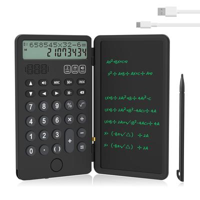 NEWYES Electronic Memo Pad with Calculator, Type C Rechargeable, 2-Line Display, Foldable, One-Touch Erase, Multifunctional Calculator, Digital Memo P