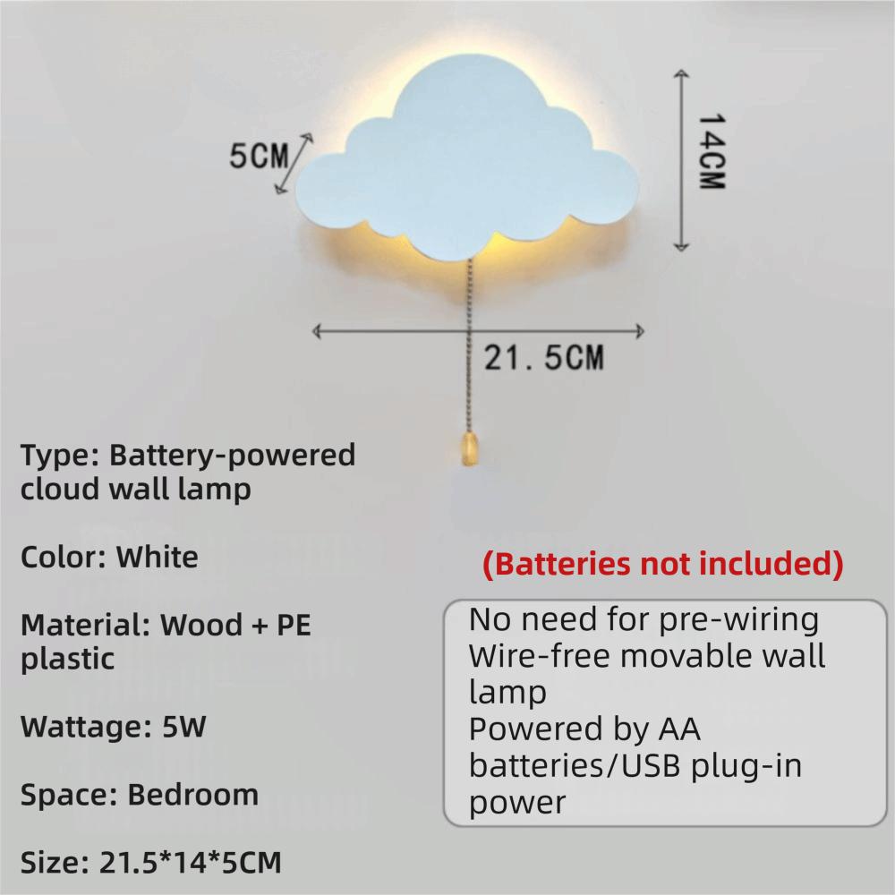 Durable Battery-Operated Floating Cloud Wall Lamp LED Nursery Decor Hanging Night Lights Wall Light for Baby Nursery
