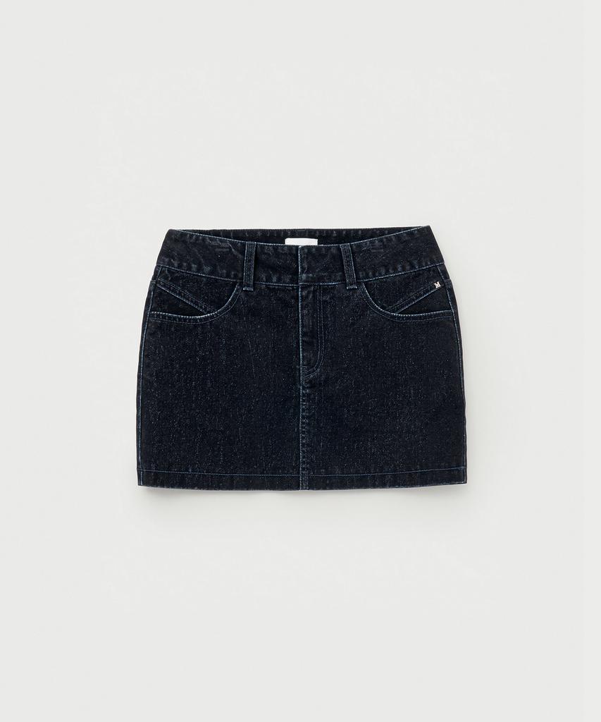 MONGDOL Velvet Denim Mini Skirt Deep Blue Mdsk027Dblue
