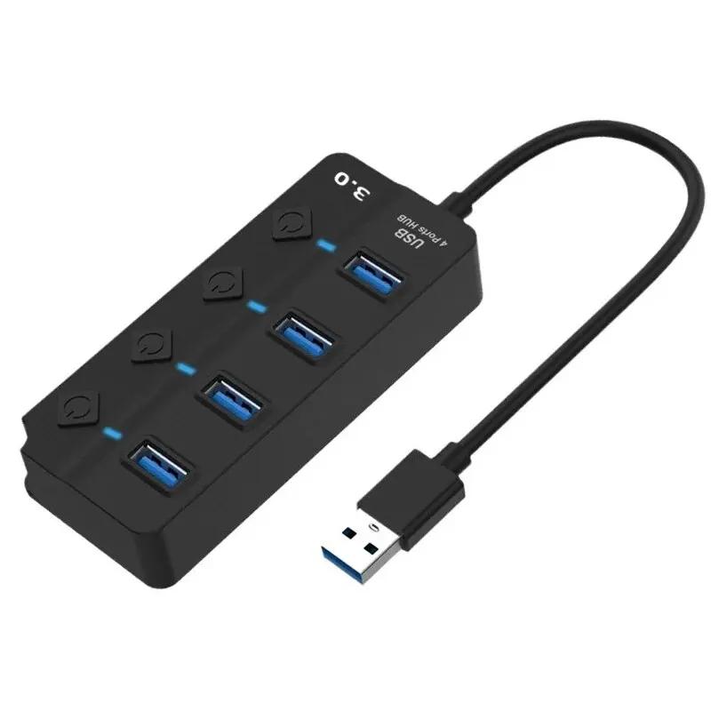 

Концентратор USB3.0 USB-разветвитель 2.0 4-в-1 USB-адаптер с несколькими портами, независимый выключатель питания, удлинитель, кабель 30 см