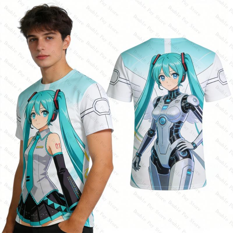 2026 Hatsune miku animation peripheral short-sleeved Children t-shirts kawaii dimensional student clothes T-shirt