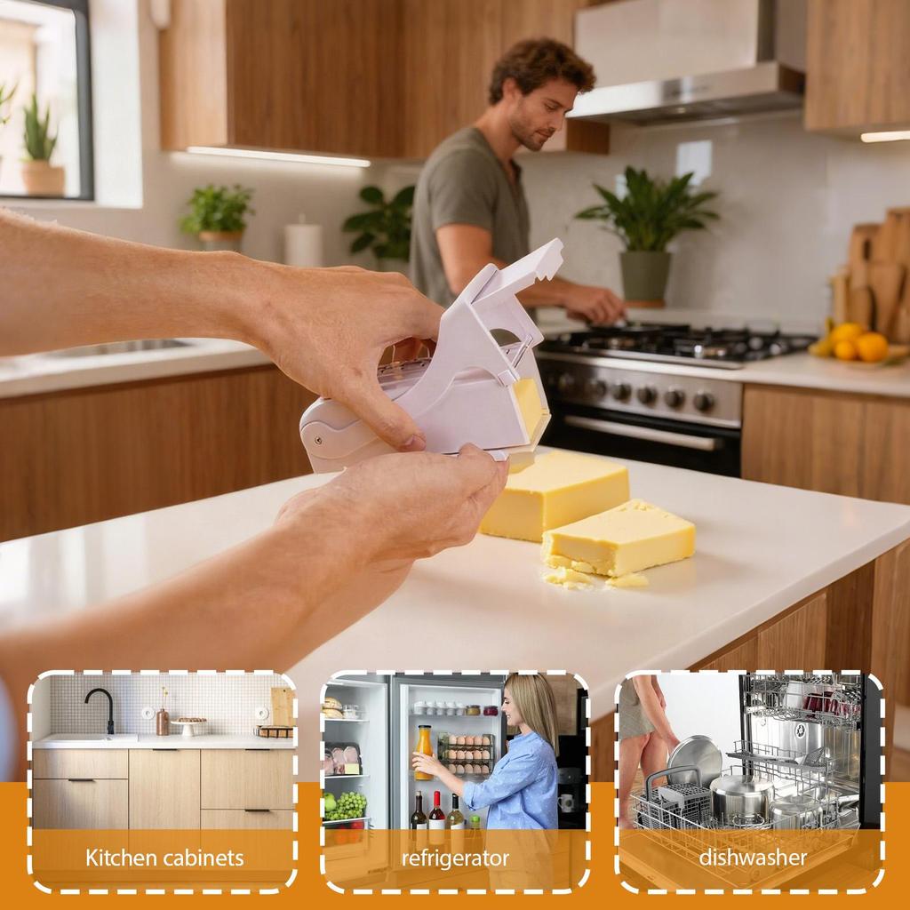 Butter Cutter with Measurement Marks Stick Butter Slicer Cheese Splitter Kitchen Tool Dishwasher Safe for Cakes Bread Baking