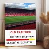 Old Trafford Stadium Metal Wall Art Manchester United Football Decor with Coordinates