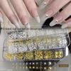 Star Nail Art Set: 12-Grids Gold/Silver Ultra-Thin Cross Metal Stickers & Rhinestone Decorations