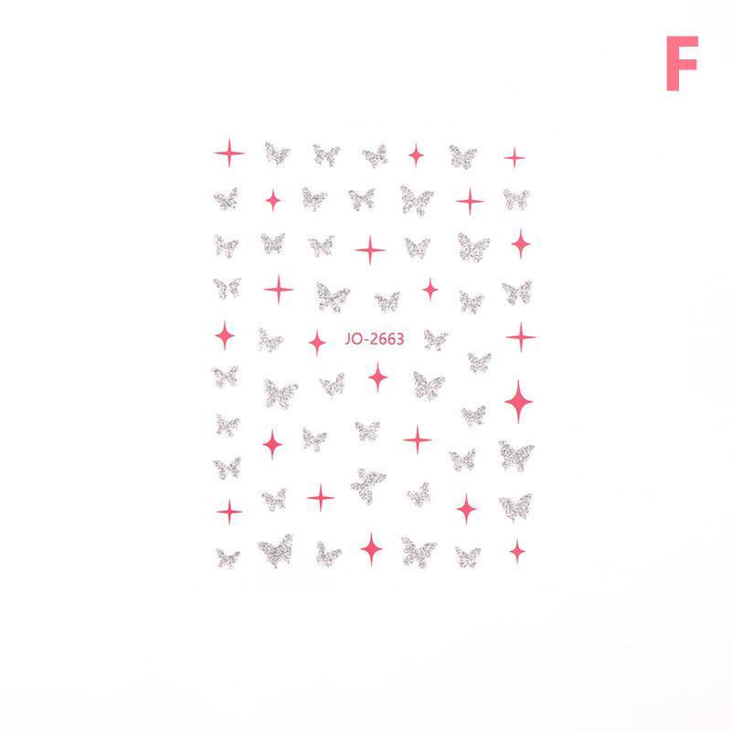 Pink Butterfly Butterfly Bow Nail Stickers Shiny Laser 3D Butterflies Nail Decals Adhesive Butterfly