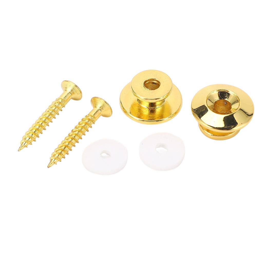 2 Pcs Guitar Strap Button Secure Locking Gold Metal Universal Guitar Strap End Pins