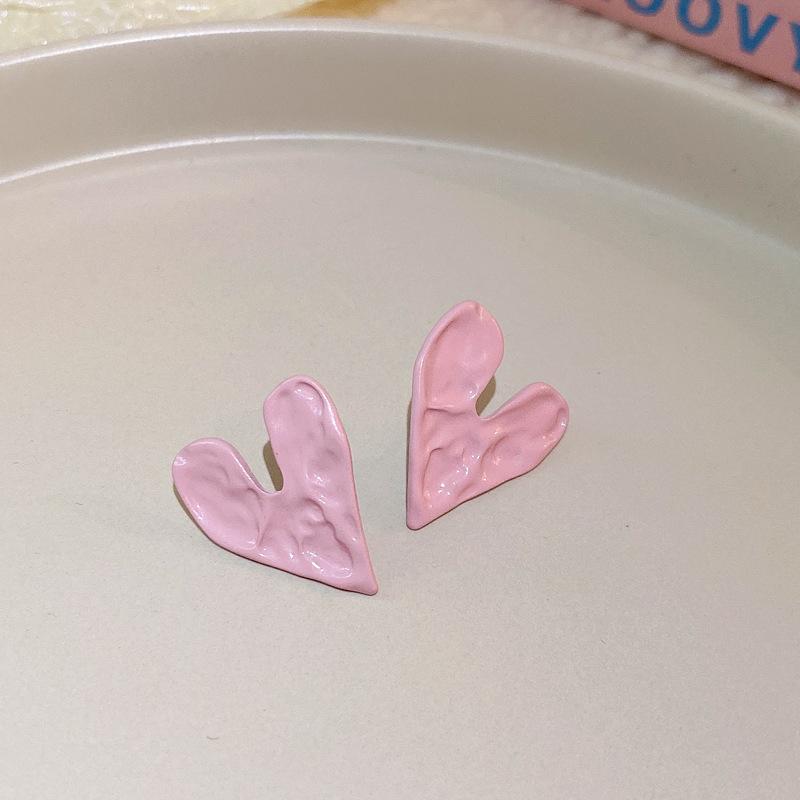 Mori sweet diamond-set love flower earrings temperament small fresh stud earrings personality cute girl heart earrings