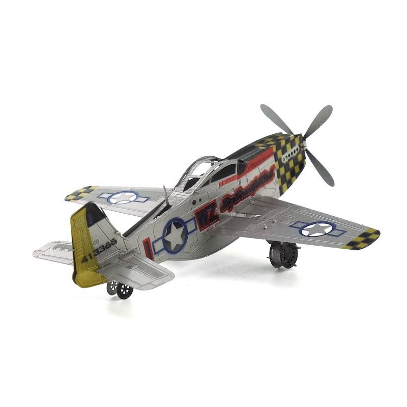 Stainless Steel Mustang Airplane 3D DIY Metal Puzzle - Glue-Free Assembly Toy