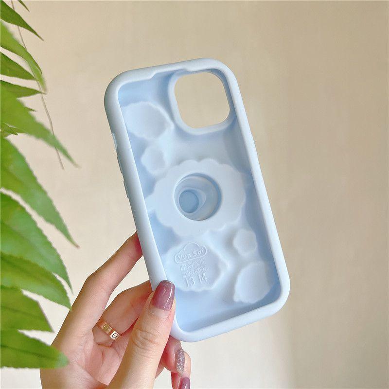 Cartoon Sheep Phone Case For iPhone 15 Pro Max 16 14 13 12 Pro With Wrist bracket Absorbent And Anti Drop soft silicone Cover