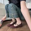 Retro Small Square Head Shallow Mouth Bow Shoes Thick Heel Casual Driving Single Shoes Women's Summer Women's Flats