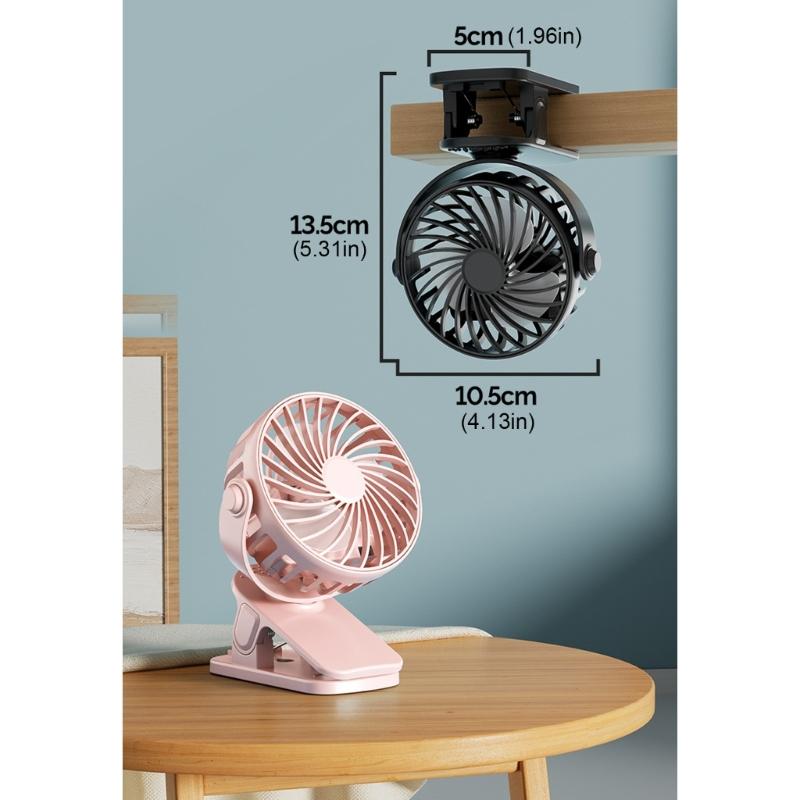 Small Charging Air Circulating Fan with LED Light Portable Desktop Clip Fan for Desk Bedside Table Use Enduring