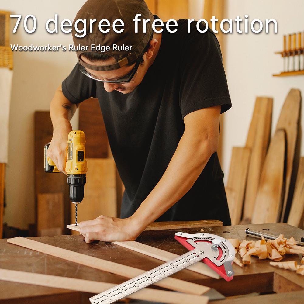 10/15/20 Inches Stainless Steel Protractor Multi-Angle Free Adjustment Precision Carpenter Measuring Tool Woodworkers Edge Ruler