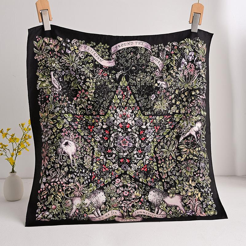 [Flower dill fireworks pattern] 2026 spring new heavy silk silk scarf women s high-end hand curling silk square scarf 66