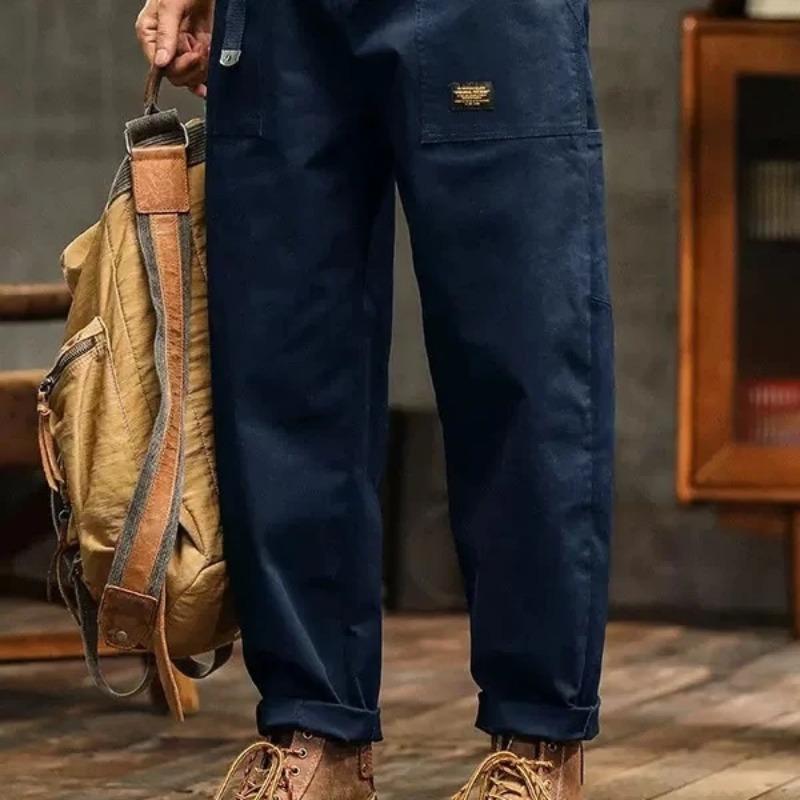 

Повседневная Мода Трендовый Бренд Рабочие Брюки Мужские Тонкие Ретро Новые Свободные Прямые Брюки XL королевский синий