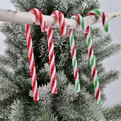 Wholesale Christmas Candy Canes Hanging Pendants Acrylic Twisted Crutch for Xmas Tree Ornaments New Year Party Home Decoration