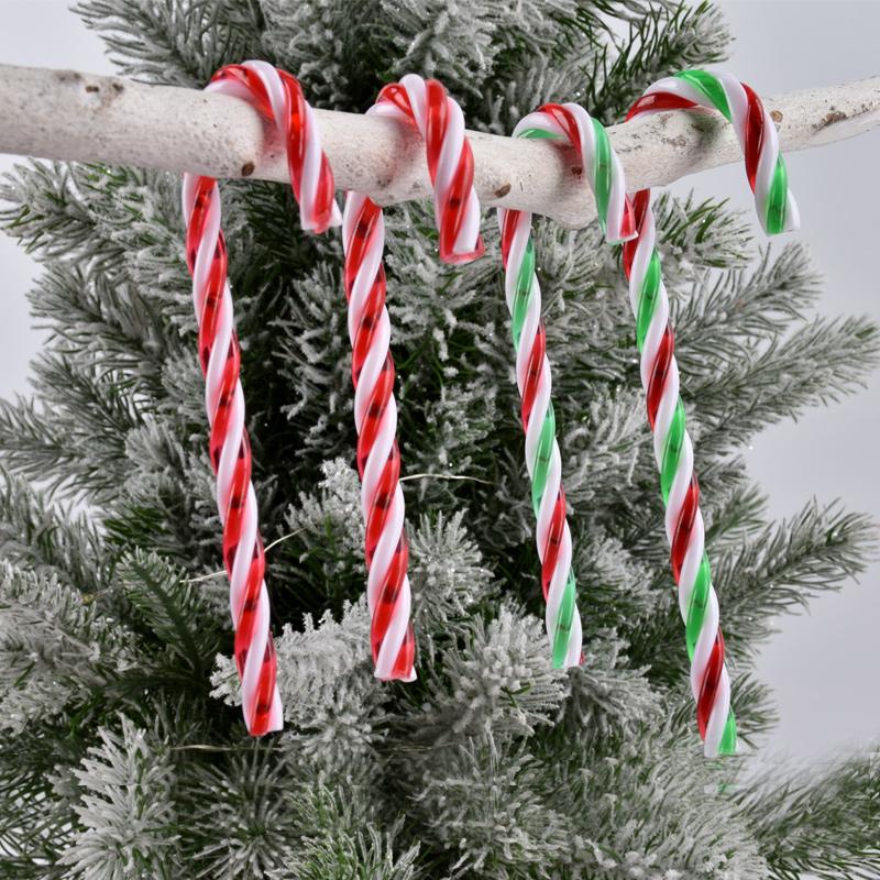 Bastones de Caramelo Navideños al por Mayor Colgantes Acrílico Torcido Muleta para Adornos de Árbol de Navidad Fiesta de Año Nuevo Decoración del Hogar