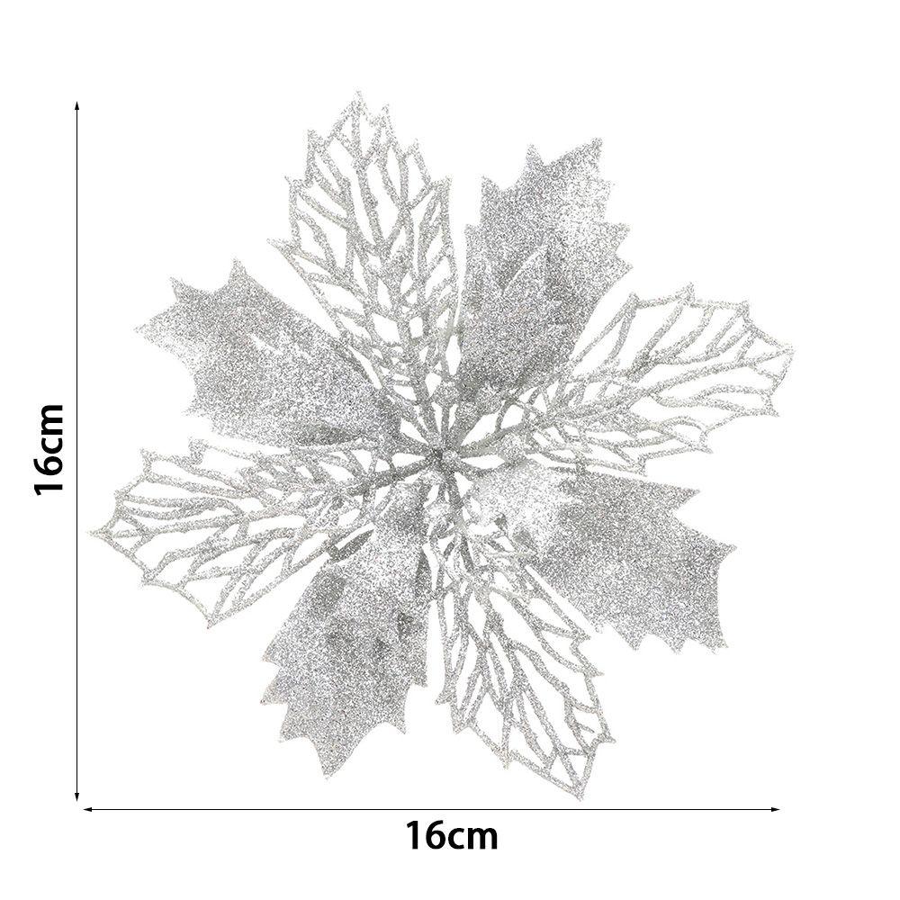 New Glitter Artifical Fake Flowers Christmas Tree Decorations Home Xmas Ornaments Christmas Flowers