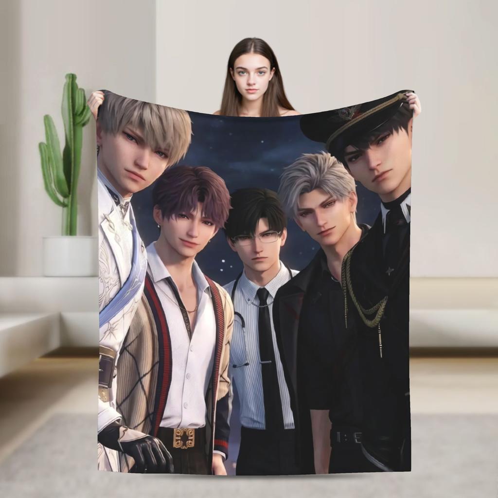 Love and Deepspace Your Husbands Your Boyfriends Blankets Warm Graphic Plush Throw Blanket For Living Room Flannel Bedspread