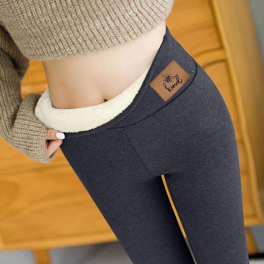 Women's Color Plus Velvet Warm Elastic Leggings High Waist Cotton Pants