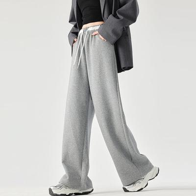 Women Loose Sporty Casual Wide Leg Pants Spring Autumn Drawstring Fashion Design Sweatpants High Waisted Elastic Sports Trousers
