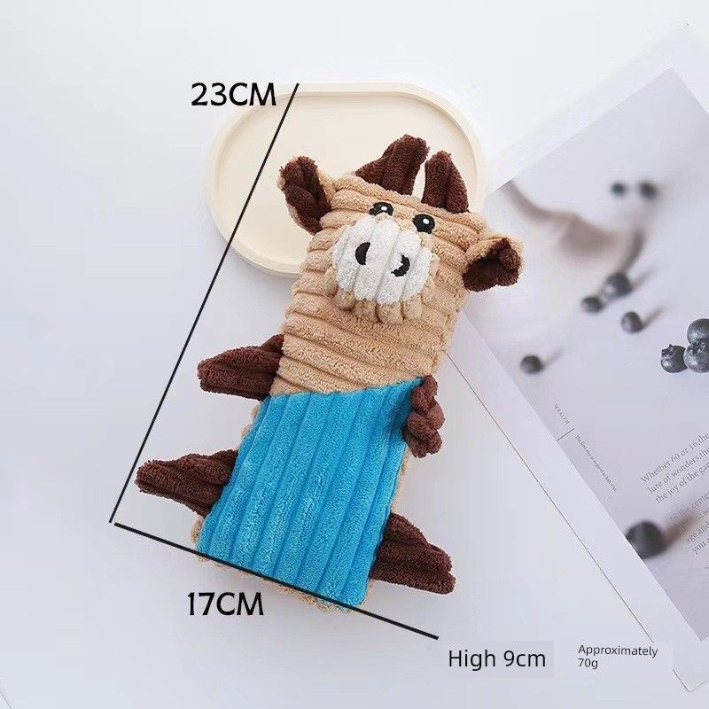 

New Plush Dog Toy Bulldog Bite-Resistant Relieving Stuffy Sound Toy Cartoon Animal Cat Pet Supplies Blue Cow single opp