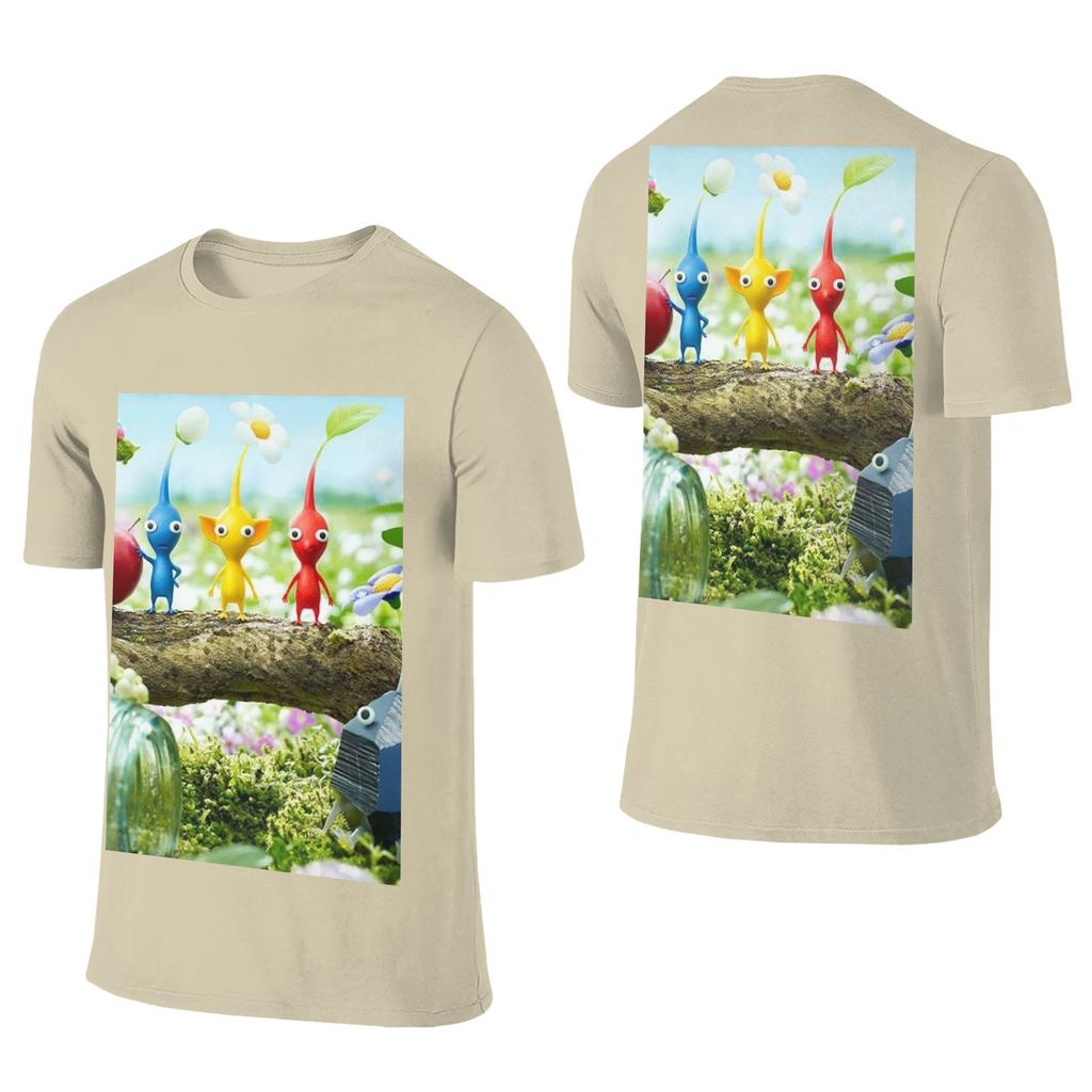 100 Cotton Pikmin TShirt Unisexs Double Sided T Shirt Unisex ONeck Summer Shirts Tops S6XL