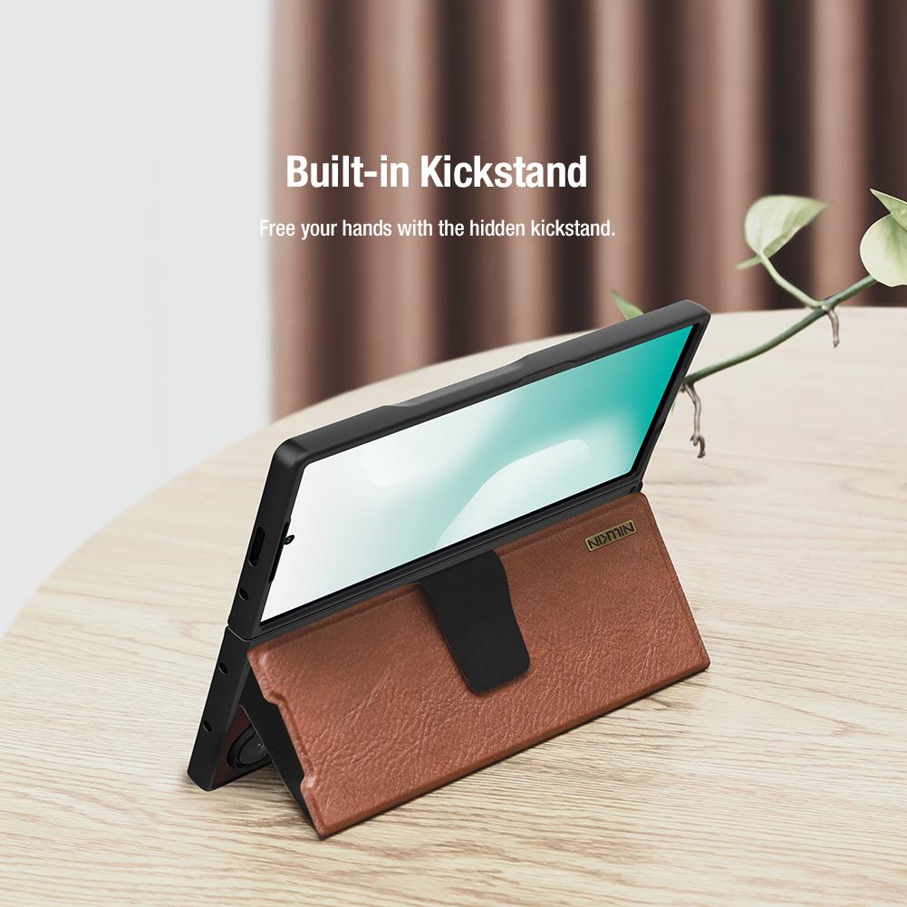 Nillkin For Samsung Galaxy Z Fold 7 5G Case Aoge Luxury Flip Leather with Pen Slot Kickstand Full Cover Protect Business Cases